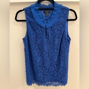 J. Crew Blue Lace Sleeveless Blouse
